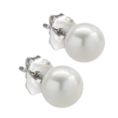 ISAAC WESTMAN(R) Nickel Free Sterling Silver White Freshwater Cultured Pearl Button Stud Earrings | High Luster
