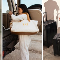 Three images of Ambeur 3-Piece Luggage Set, Paravel Grand Tour Set Plus, and July Trunk Set