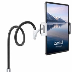 Lamicall Gooseneck Tablet Holder, Tablet Mount : Flexible Arm Clip Tablet Stand Bed Desk Mount Compatible with iPad Pro Mini Air, Galaxy Tabs More 4.7-10.5 Cell Phones and Tablets