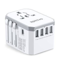 Universal Travel Power Adapter - EPICKA All in One Worldwide International Wall Charger AC Plug Adaptor with Smart Power USB for USA EU UK AUS Cell Phone Laptop (TA-105, White)