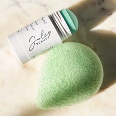 Julep Beauty Single Konjac Sponge - Face - Skin-Calming Green Tea Gentle Exfoliating Cleansing Tool with Convenient Suction Cup Hook