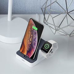 Belkin 2-in-1 iPhone &amp; Apple Watch Charging Dock - PowerHouse iPhone Charging Station + Apple Watch Charging Stand - Designed for iPhone 6/7/8/X/XS/XR/XS Max, Apple Watch Series &amp; More (Black)