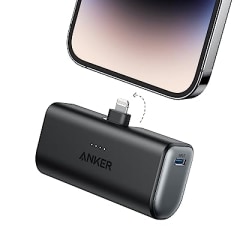 FOR BFCM BACON- Anker Nano Power Bank with Built-in Lightning Connector, Portable Charger 5,000mAh MFi Certified 12W, Compatible with iPhone 14/14 Pro / 14 Plus / 14 Pro Max, iPhone 13 and 12 Series (Black)