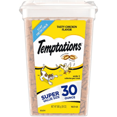 FOR BFCM BACON - TEMPTATIONS Classic Crunchy and Soft Cat Treats Tasty Chicken Flavor, 30 oz. Tub