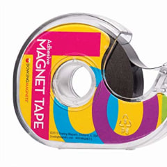 Adhesive Magnet Tape (1 roll - .75 inch wide x 25 feet long) in dispenser, extra thin, black/dark gray