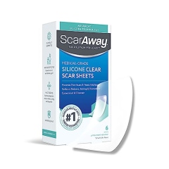 ScarAway Clear Silicone Scar Sheets, White, 6 Count