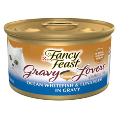 Purina Fancy Feast Gravy Lovers Ocean Whitefish and Tuna Feast Gourmet Cat Food in Wet Cat Food Gravy - (Pack of 24) 3 oz. Cans