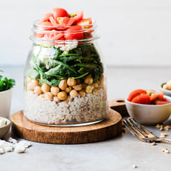 Mason Jar Farro Salad with Tahini Dressing