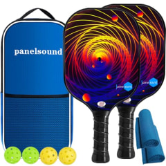 USAPA Approved Pickleball Paddles Set of 2 Fiberglass Pickleball Rackets with 1 Carrying Case, 2 Cooling Towels, 4 Outdoor Pickleball Balls