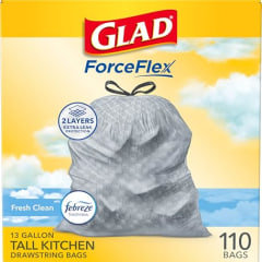 APD BESTSELLERS BACON - Glad Tall Kitchen Drawstring Trash Bags - Odorshield 13 Gallon White Trash Bag, Febreze Fresh Clean, 110 Count