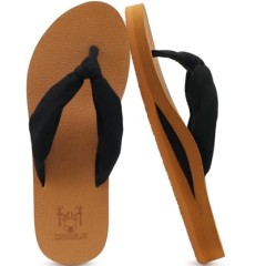 KuaiLu Flip Flops Women Arch Support Yoga Mat Comfortable Summer Beach Walking Thong Cushion Sandals Slip on Outfits Travel Essential Orthotic Slides Indoor Outdoor Slippers Shoes Black Khaki Size 9.5