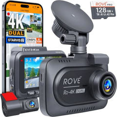 ROVE R2-4K DUAL Dash Cam Front and Rear, STARVIS 2 Sensor, FREE 128GB Card Included, 5G WiFi - up to 20MB/s Fastest Download Speed with App, 4K 2160P/FHD Dash Camera for Cars, 3&quot; IPS, 24H Parking Mode