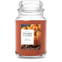 PBDD 2025 BACON - Yankee Candle Large Jar Scented Candle with up to 150 Hour Burn Time, Premium Plant Wax Blend for Consistent Burn, 22 oz Jar Candle with Room Filling Fragrance, Spiced Pumpkin