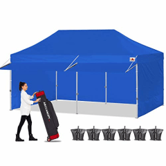 ABCCANOPY Ez Pop up Canopy Tent with Awning and Sidewalls 10x20 Market -Series, Royal Blue