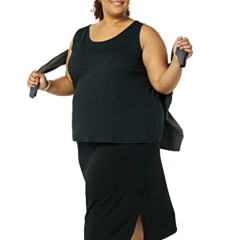 Amazon Essentials Women's Pull-On Knit Midi Skirt (Available in Plus Size), Black, Medium