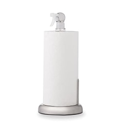 Everyday Solutions Spray Bottle Paper Towel Holder - Space Saving Countertop Paper Towel Roll Holder w/Hidden Removable 7oz Spray Bottle - Rust-Resistant Stainless Steel & Reusable Heavy Duty Plastic