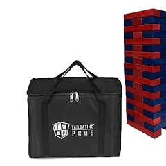 Tailgating Pros Premium Giant Toppling Timbers with Carrying Case – Choose Your Team Colors! Jumbo Outdoor Yard Game, Tower Grows to Over 5 Feet! – Optional Tipsy Stickers Available!