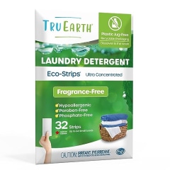 Tru Earth Hypoallergenic, Readily Biodegradable Laundry Detergent Sheets/Eco-Strips for Sensitive Skin, 32 Count (Up to 64 Loads) - Fragrance-Free