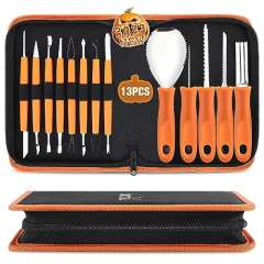 CHRYZTAL Pumpkin Carving Kit Tools Halloween, 13PCS Professional Heavy Duty Carving Set, Stainless Steel Double-side Sculpting Tool Carving Kit for Halloween Decoration Jack-O-Lanterns