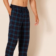 Amazon Essentials Men's Flannel Pajama Pant (Available in Big & Tall), Navy/Black, Plaid, X-Large