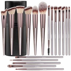 BS-MALL Makeup Brush Set 18 Pcs Premium Synthetic Foundation Powder Concealers Eye shadows Blush Makeup Brushes with black case (A-Champagne)