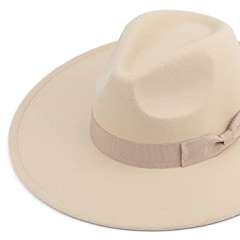 Pro Celia Big Wide Brim Women Fedora Hat (Rice)