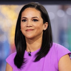 Laura Jarrett in a pink dress on the Today Show.