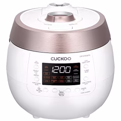 Cuckoo CRP-RT0609FW 6 cup Twin Pressure Plate Rice Cooker & Warmer with High Heat, GABA, Mixed, Scorched, Turbo, Porridge, Baby Food, Steam (Hi/NonPress.) and more, Made in Korea (White)