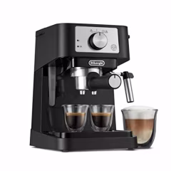 De'Longhi Stilosa Manual Espresso Machine, Latte & Cappuccino Maker, 15 Bar Pump Pressure + Manual Milk Frother Steam Wand, Black / Stainless, EC260BK
