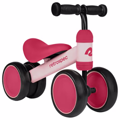 Retrospec Cricket Baby Walker Balance Bike with 4 Wheels for Ages 12-24 Months - Toddler Bicycle Toy for 1 Year Old's - Ride On Toys for Boys and Girls - One Size