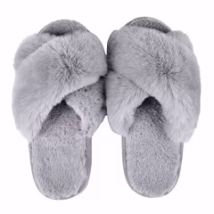 Women's Soft Plush Lightweight House Slippers Fuzzy Cross Band Slip on Open Toe Cozy Indoor Outdoor Slippers