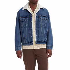 Levi's Vintage Fit Sherpa Trucker Jacket, (New) Dark Stonewash, Large