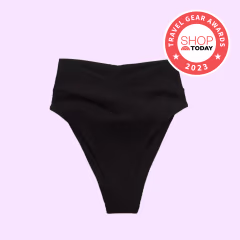 Ribbed Crossover High Cut Cheeky Bikini Bottom