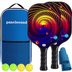 USAPA Approved Pickleball Paddles Set of 2 Fiberglass Pickleball Rackets with 1 Carrying Case, 2 Cooling Towels, 4 Outdoor Pickleball Balls
