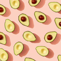 Pattern of halved avocados