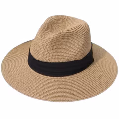 Lanzom Women Wide Brim Straw Panama Roll Up Hat
