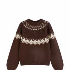 Cider Fair Isle Cropped Long Sleeve Sweater