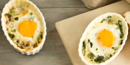 Creamy Baked Eggs with Leeks and Spinach