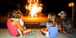 Kids Watching Fireworks at Home