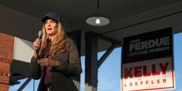 Republican Sen. Kelly Loeffler speaks to supporters during a rally in Cartersville, Ga., on Jan. 3, 2020.