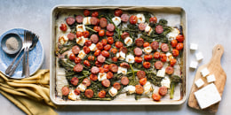 Sheet-Pan Sausage, Broccolini, Feta and Tomatoes