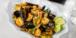 Richard Ingraham's Thai Red Curry Shimp & Mussels + Vegan Rocky Road Chocolate Chip Skillet Cookie