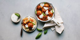 Skillet Eggplant Parmesan Meatballs