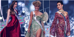Candidatas a Miss Universo 70ª edición en traje de noche en la competencia preliminar