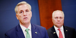 House Minority Leader Kevin McCarthy and House Minority Whip Steve Scalise speak to reporters