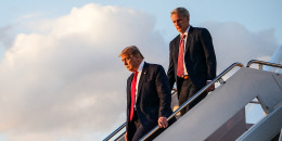 Then-President Donald Trump followed by Rep. Kevin McCarthy, R-Calif., steps off Air Force One after returning from Cape Canaveral on May 30, 2020 at Joint Base Andrews, Md.