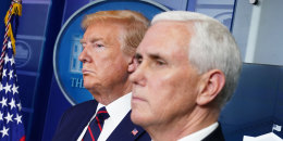Donald Trump and Mike Pence during a press conference at the White House
