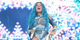 Colombian singer Karol G performs onstage at the Coachella Valley Music and Arts Festival in Indio, California, on April 17, 2022.
