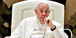 Pope Francis attends his weekly General Audience at the Paul VI Hall on Aug. 9, 2023 in Vatican City.