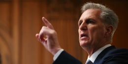 Rep. Kevin McCarthy, R-Calif., speaks at the Capitol on Oct. 9, 2023. 